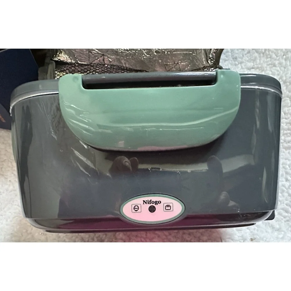 Nifogo, 1.5L Electric Lunch Box, w carry case ABY-318A, Gray/Green NIB